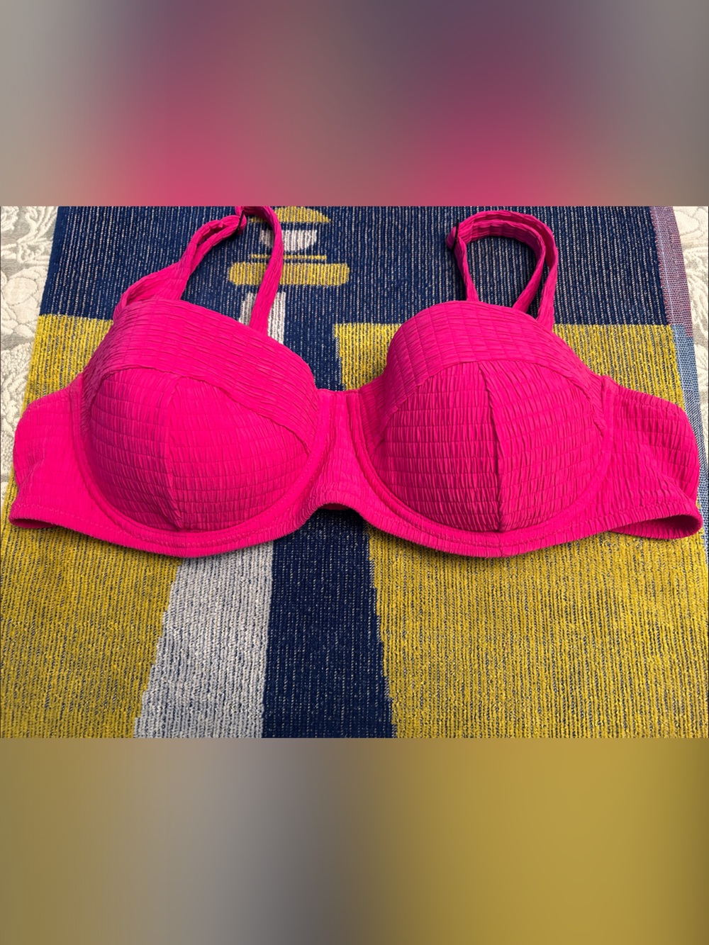 Dkny Ribbed Molded Underwire Bra in Bright Pink (Quality top)